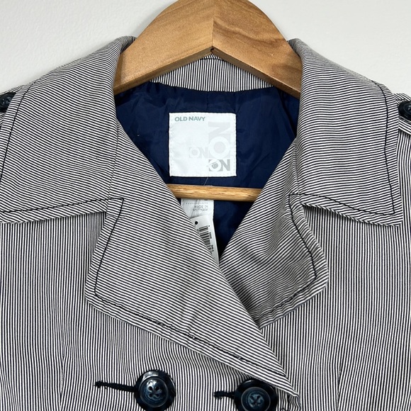Old Navy Beige Striped Pea Coat - Picture 7 of 16